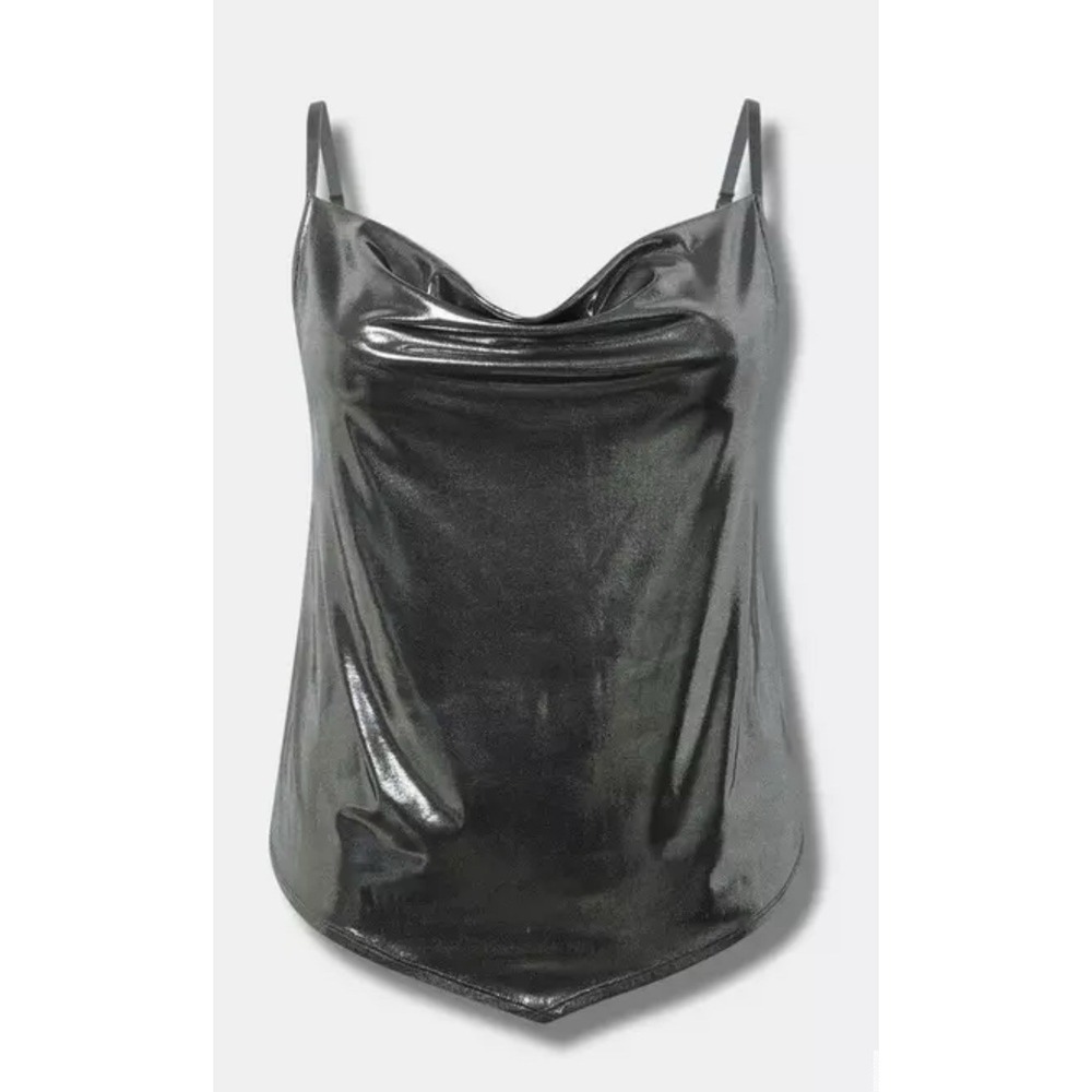 Torrid Liquid Shine Cowl Cami Silver 1X 14/16 NWT Metallic Party Top